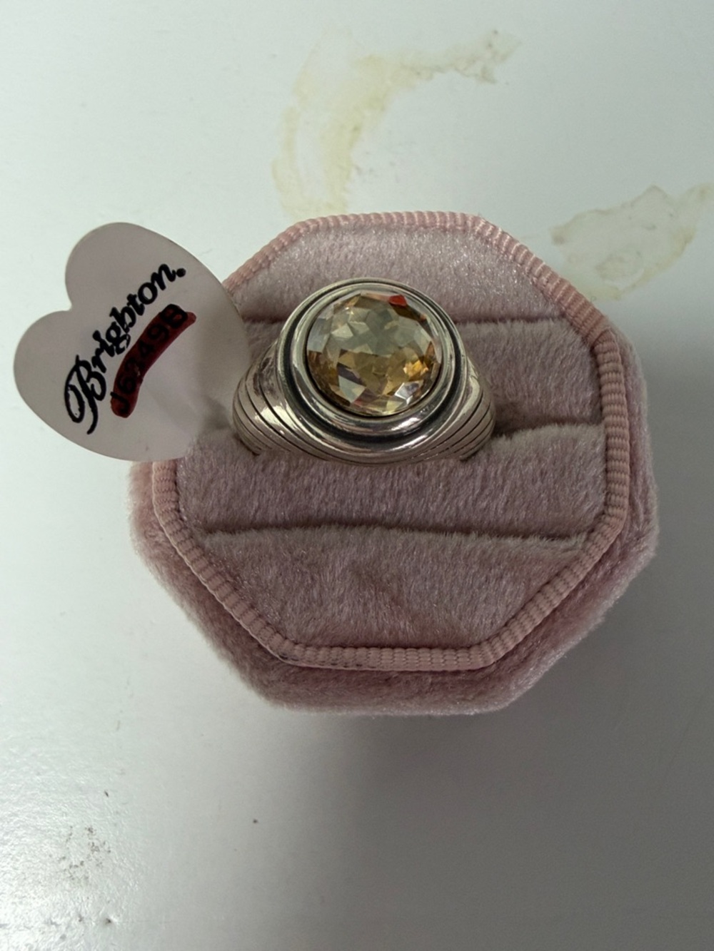 Brighton Silver-Tone Ring with Champagne Stone Size 8